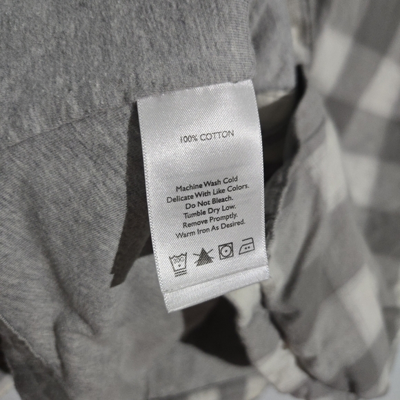 Eddie Bauer Gray Flannel Button Down Hoodied - Picture 5 of 9
